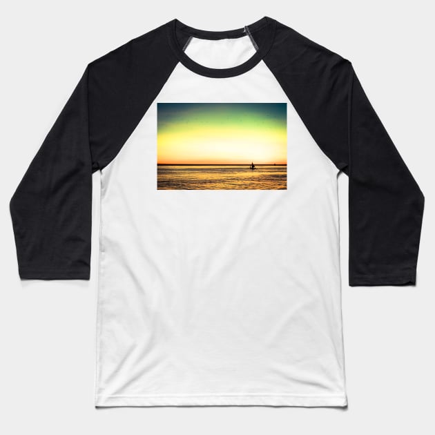 Sailboat at sunset Baseball T-Shirt by calamarisky